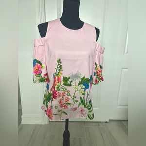 Ted Baker Top - Pink with print - Size 3 (US 8)